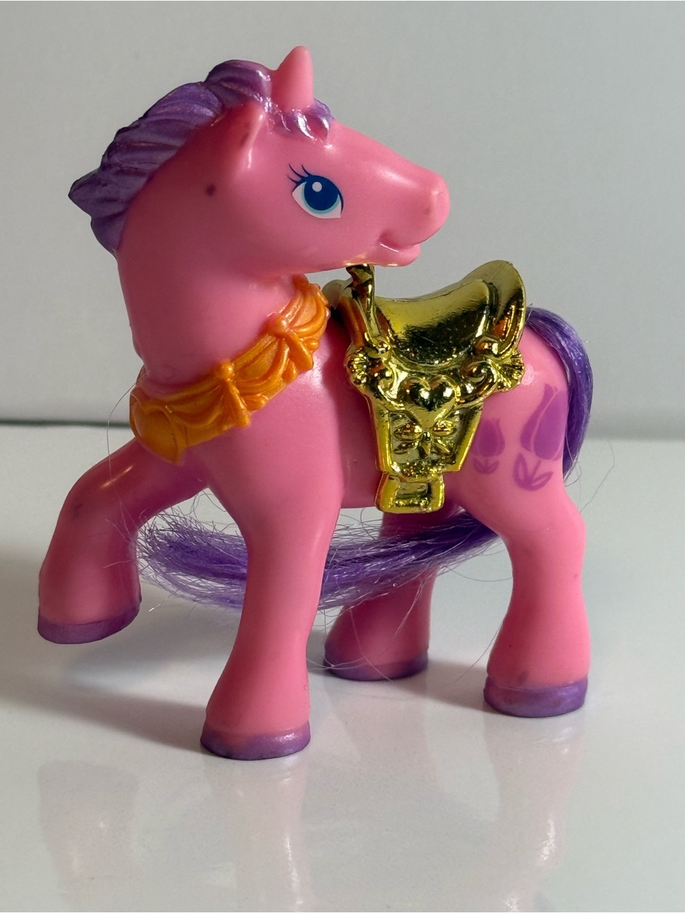 VTG Chap Mei Fakie Cutie Pony horse Action Figure Brushable Doll Pink Saddle